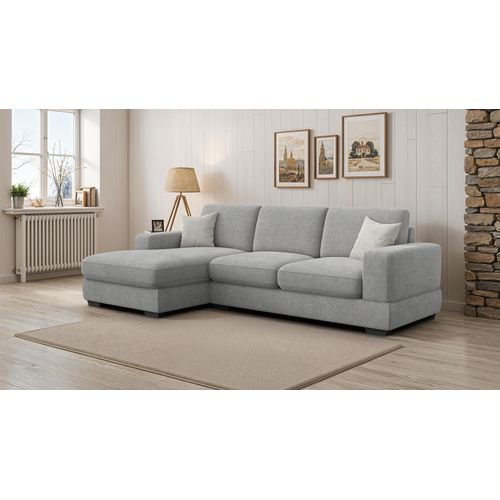 Canapé D'angle Gauche 4 Places Otto, Tissu Gris