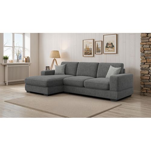 Canapé D'angle Gauche 4 Places Otto, Tissu Anthracite