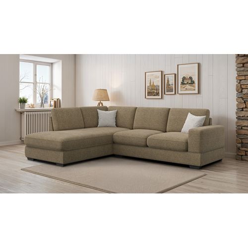 Canapé D'angle Gauche 5 Places Otto, Tissu Taupe