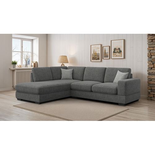 Canapé D'angle Gauche 5 Places Otto, Tissu Anthracite