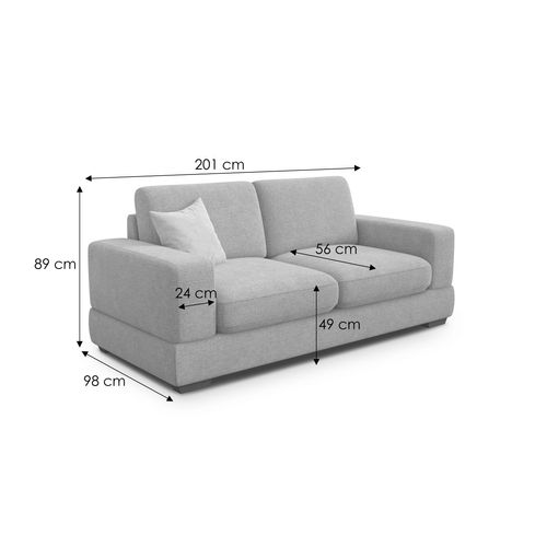 Canapé 3 Places Otto, Tissu Crème