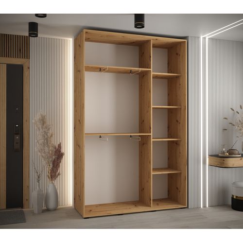 Armoire Davos 2 À Portes Coulissantes 150x45x235.2 Cm - 3 Portes (artisan/artisan/noir)