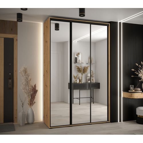 Armoire Davos 2 À Portes Coulissantes 150x45x235.2 Cm - 3 Portes (artisan/artisan/noir)