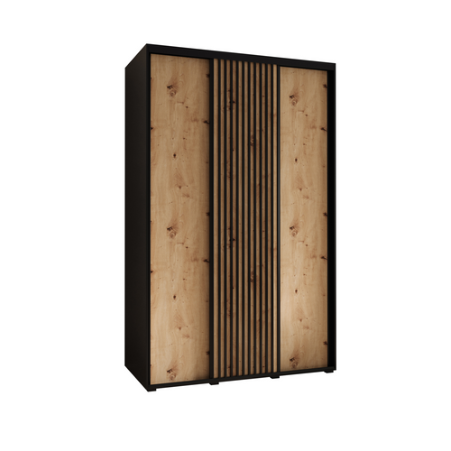 Armoire Lanko 1 à Portes Coulissantes 235,2/150/60 3 Portes (noir/artisan)