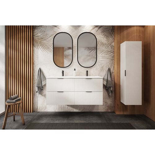 Meuble De Salle De Bain Suspendu Sous Double Vasque Adel Blanc 120 Cm