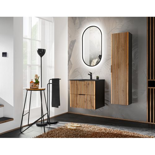 Meuble Sous Vasque à Suspendre Xilonoir Chêne 60 Cm