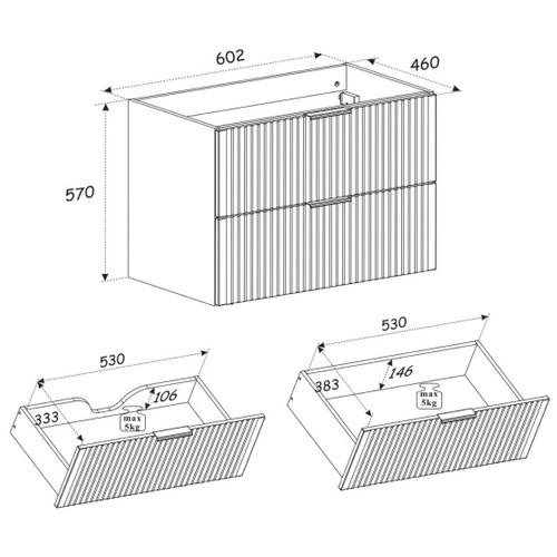 Meuble Sous Vasque à Suspendre Xilonoir Chêne 60 Cm