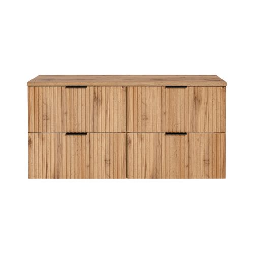 Meuble De Salle De Bain Suspendu Sous Double Vasque Avec Plan Adel Chêne 120 Cm