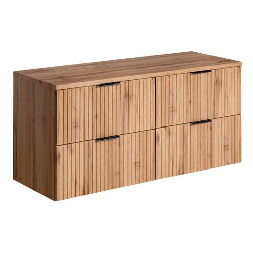 Meuble De Salle De Bain Suspendu Sous Double Vasque Avec Plan Adel Chêne 120 Cm