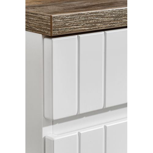 Double Meuble Sous Vasque à Suspendre Iconic Blanc 120 Cm Avec Le Plan Chêne Et 2 Vasque Smile