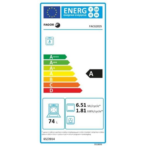 Cuisinière Gaz 74l 4 Feux Gris/noir - Facg202s