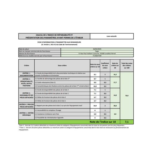 Lave-vaisselle Compact 45 Cm 6 couverts - Flv0647dw