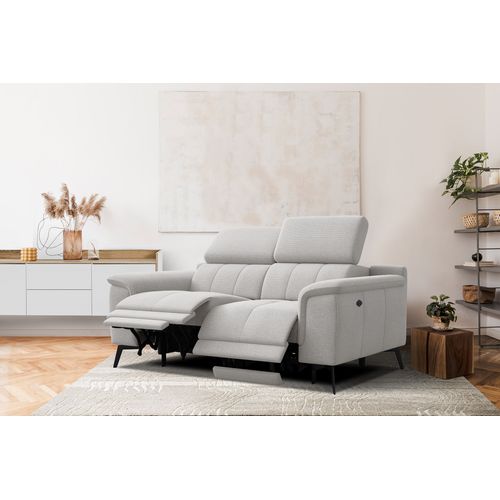 Canapé Droit Avec 2 Relax Électriques Tissu Gris Clair - Fiero