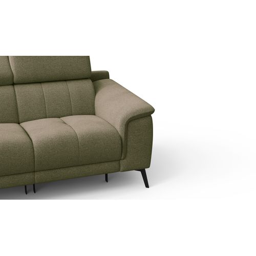 Canapé Droit Avec 2 Relax Électriques Tissu Olive - Fiero