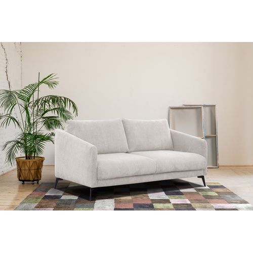 Canapé 2,5 Places Vilt, Tissu Blanc Perle