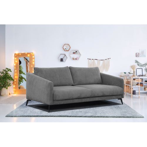 Canapé 3 Places Vilt, Tissu Gris Foncé