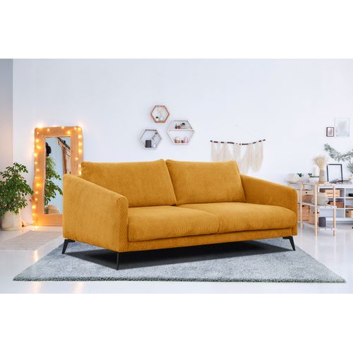 Canapé 3 Places Vilt, Tissu Jaune Foncé