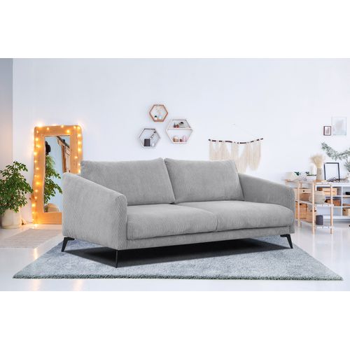 Canapé 3 Places Vilt, Tissu Gris Clair