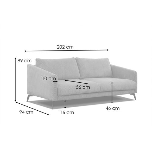 Canapé 3 Places Vilt, Tissu Blanc Perle