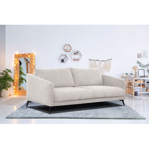 Canapé 3 Places Vilt, Tissu Blanc Perle