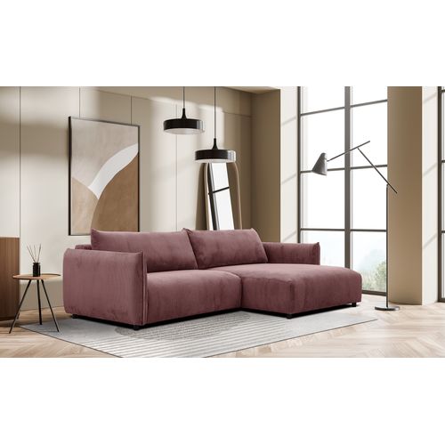 Canapé D'angle Droit 5 Places Tissu Rose - Tauer