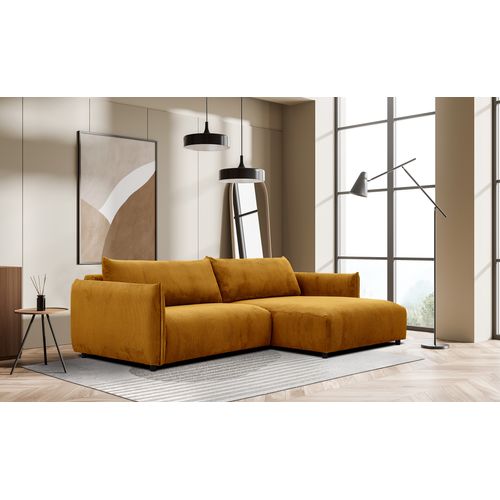 Canapé D'angle Droit 5 Places Tissu Jaune Foncé - Tauer