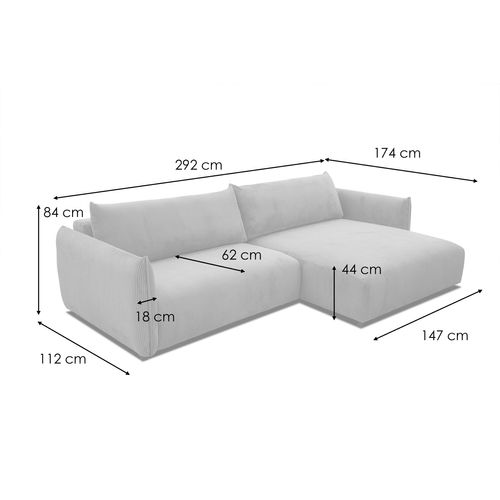Canapé D'angle Droit 5 Places Tissu Sauge - Tauer