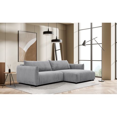 Canapé D'angle Droit 5 Places Tissu Gris Clair - Tauer