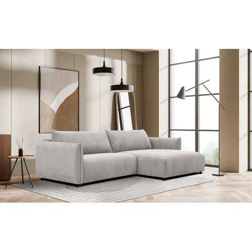 Canapé D'angle Droit 5 Places Tissu Blanc Perle - Tauer