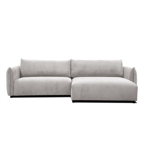 Canapé D'angle Droit 5 Places Tissu Blanc Perle - Tauer