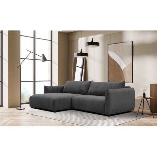 Canapé D'angle Gauche 5 Places Tissu Gris Foncé - Tauer