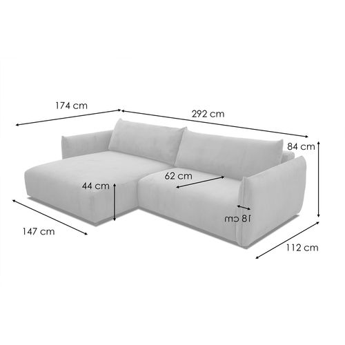 Canapé D'angle Gauche 5 Places Tissu Gris Clair - Tauer