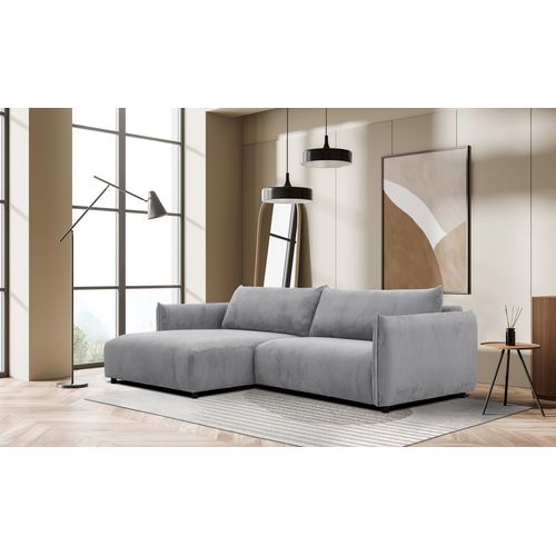 Canapé D'angle Gauche 5 Places Tissu Gris Clair - Tauer