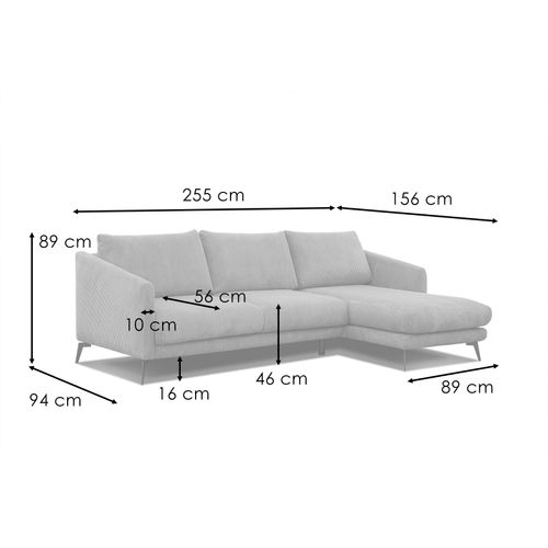 Canapé D'angle Droit 4 Places Vilt, Tissu Blanc Perle
