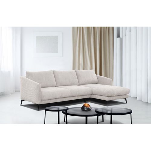 Canapé D'angle Droit 4 Places Vilt, Tissu Blanc Perle