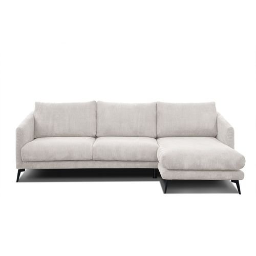 Canapé D'angle Droit 4 Places Vilt, Tissu Blanc Perle