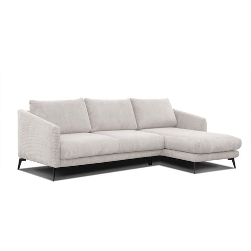 Canapé D'angle Droit 4 Places Vilt, Tissu Blanc Perle