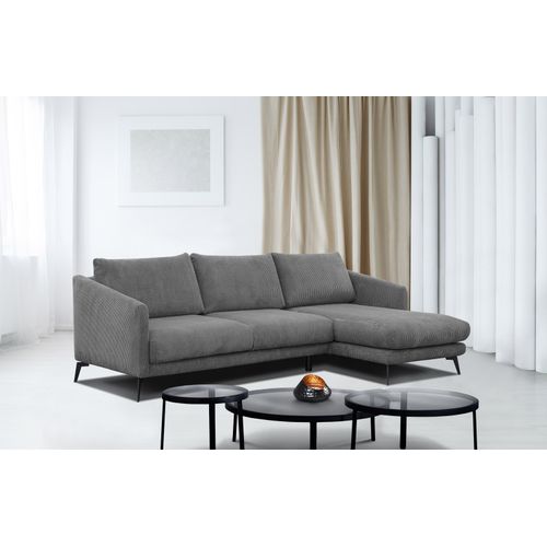 Canapé D'angle Droit 4 Places Vilt, Tissu Gris Foncé