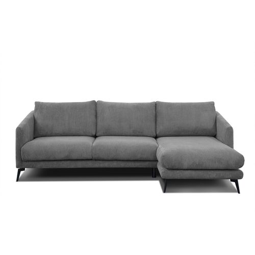 Canapé D'angle Droit 4 Places Vilt, Tissu Gris Foncé