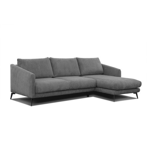 Canapé D'angle Droit 4 Places Vilt, Tissu Gris Foncé