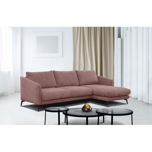 Canapé D'angle Droit 4 Places Vilt, Tissu Rose