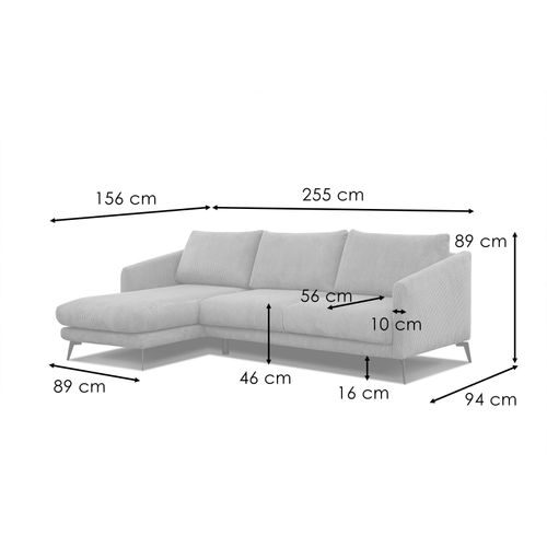 Canapé D'angle Gauche 4 Places Vilt, Tissu Blanc Perle