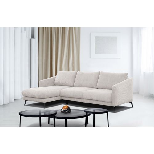 Canapé D'angle Gauche 4 Places Vilt, Tissu Blanc Perle