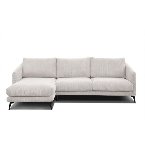 Canapé D'angle Gauche 4 Places Vilt, Tissu Blanc Perle