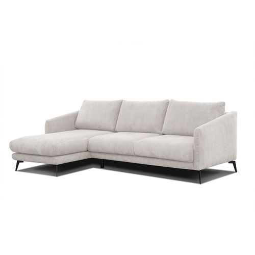 Canapé D'angle Gauche 4 Places Vilt, Tissu Blanc Perle