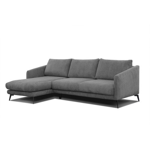 Canapé D'angle Gauche 4 Places Vilt, Tissu Gris Foncé