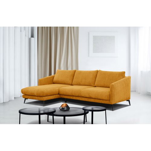 Canapé D'angle Gauche 4 Places Vilt, Tissu Jaune Foncé