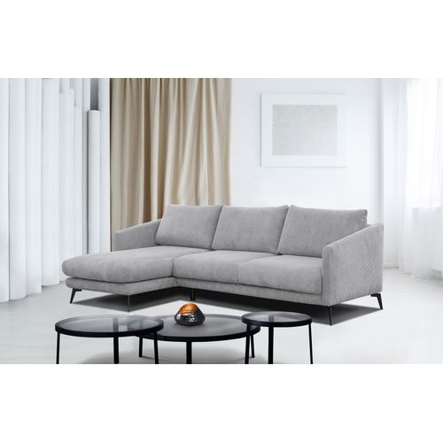 Canapé D'angle Gauche 4 Places Vilt, Tissu Gris Clair