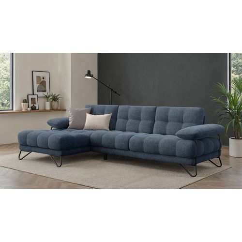 Bubbara Canapé D’angle 4 Places Gauche, Bleu Marine