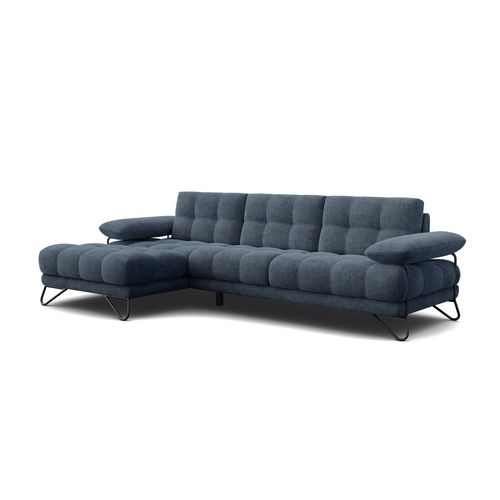 Bubbara Canapé D’angle 4 Places Gauche, Bleu Marine